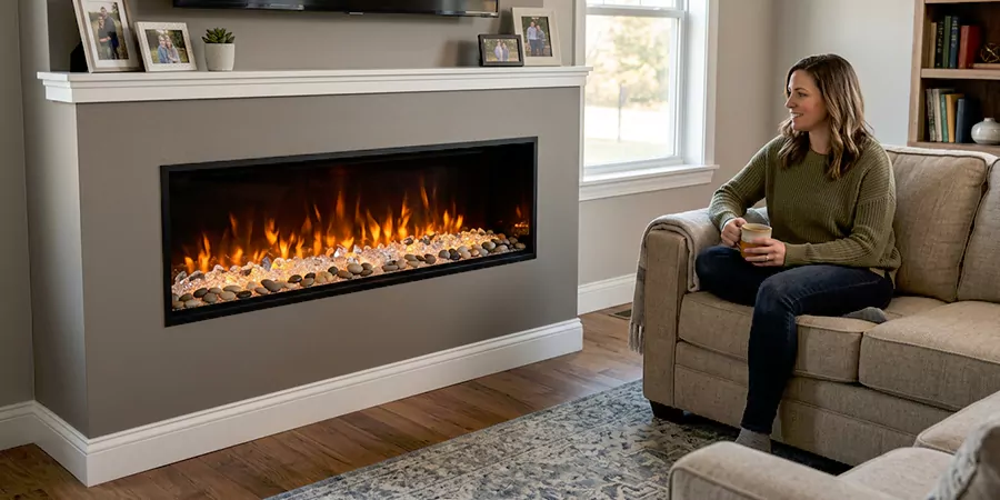 Electric Fireplace With Crystal and Pebble Embers Culver City