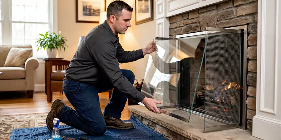 Fireplace Glass Panel and Screen Installation Culver City